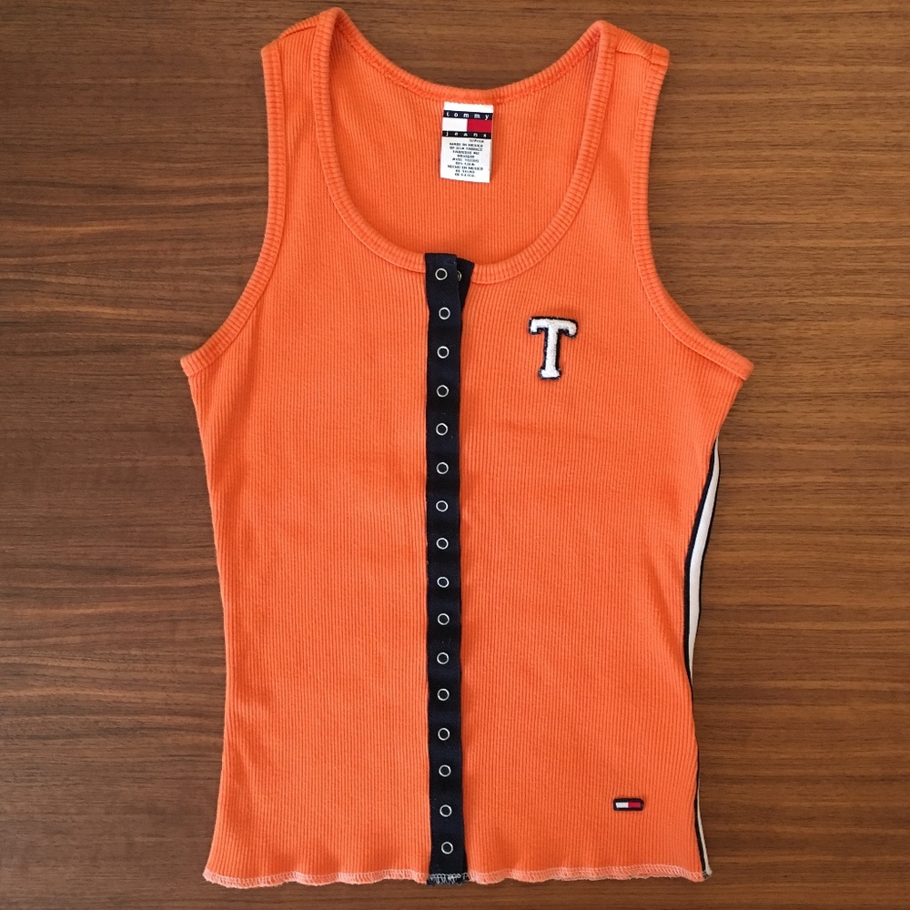 Vintage Tommy Jeans tank top with snap buttons - S
